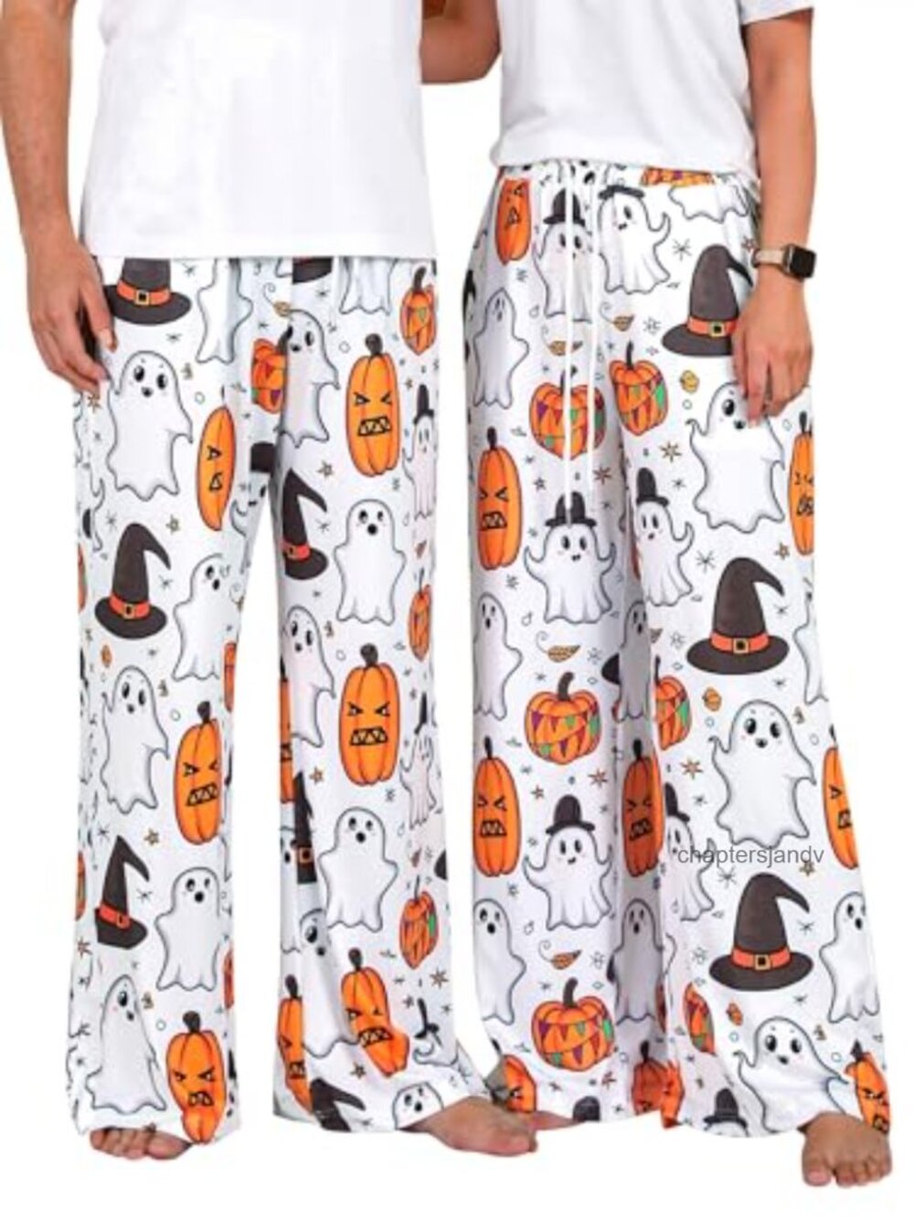 Halloween Ghost Pumpkin Print Pajama Pants Sleep Lounge PJ Bottoms